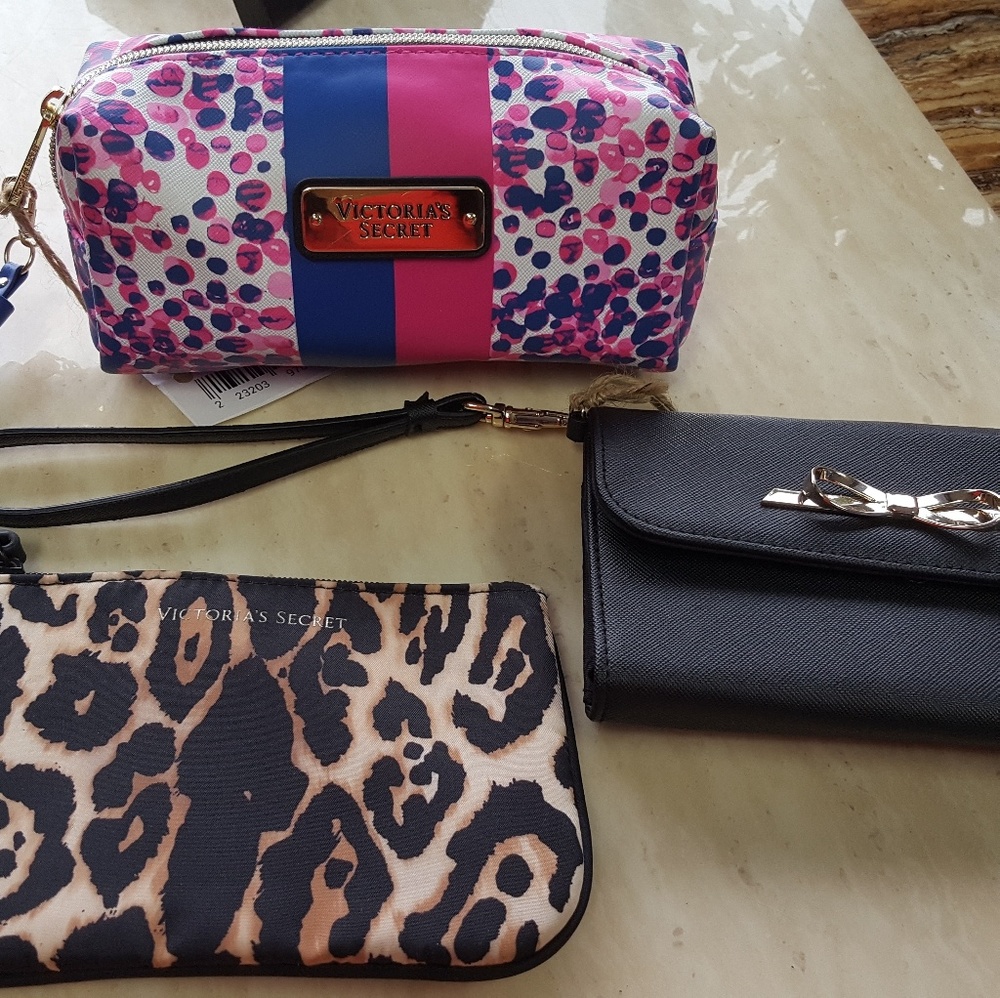 3 Victoria's Secret bags wallet makeup bag change